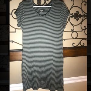 Olive Green Striped T-Shirt Dress